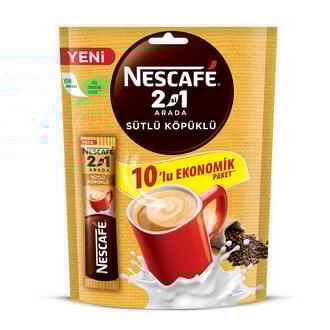 Nescafe 2 Si 1 Arada Sütlü Köpüklü 10'lu Paket 100G 
