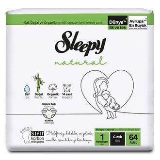 Sleepy Natural Jumbo Paket 1 Beden Yenidoğan 2-5 Kg 64'lü 